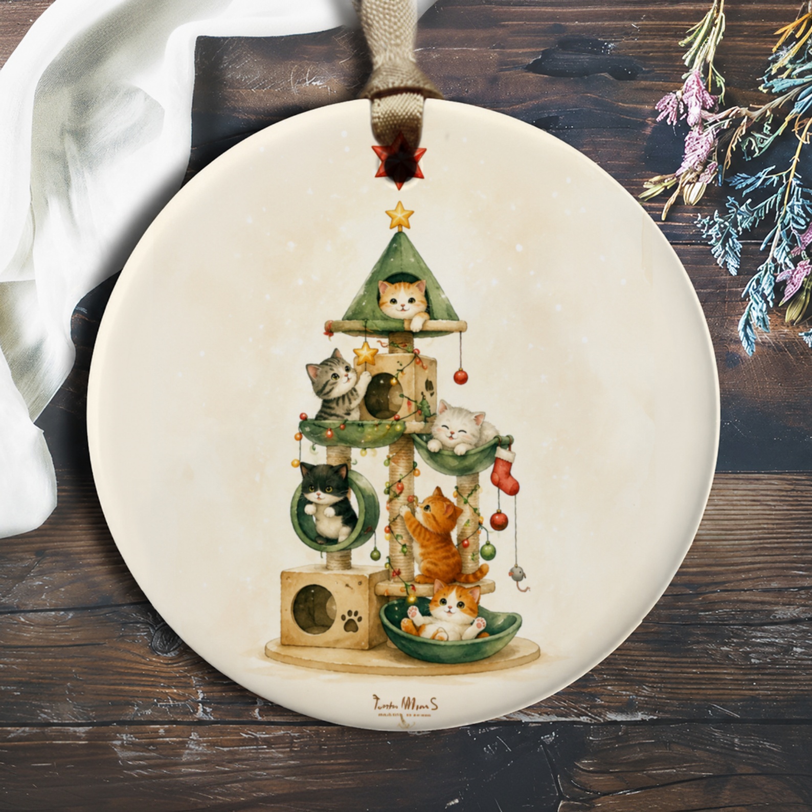 Cats On Christmas Tree Ornament Cute Holiday Decoration For Cat Lovers Festive Home Decor Adorable Kitten Christmas Ornament O225