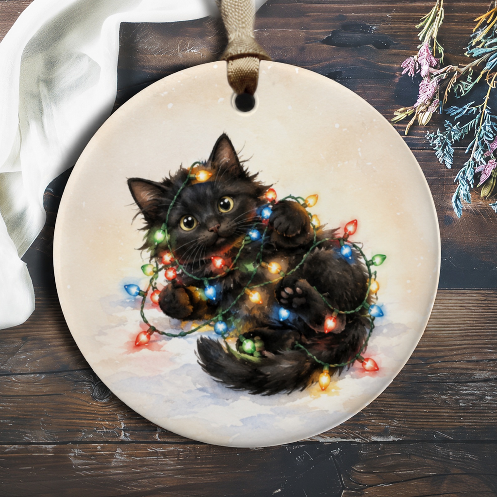 Black Kitten Christmas Ornament Cute Cat Holiday Decor Festive Tree Decoration For Cat Lovers Adorable Pet Lover Gift O250