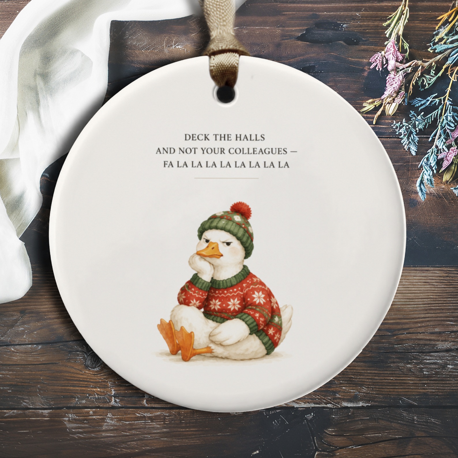 Deck The Halls And Not Your Colleagues Christmas Ornament Funny Duck Holiday Decor Cute Animal Gift O253