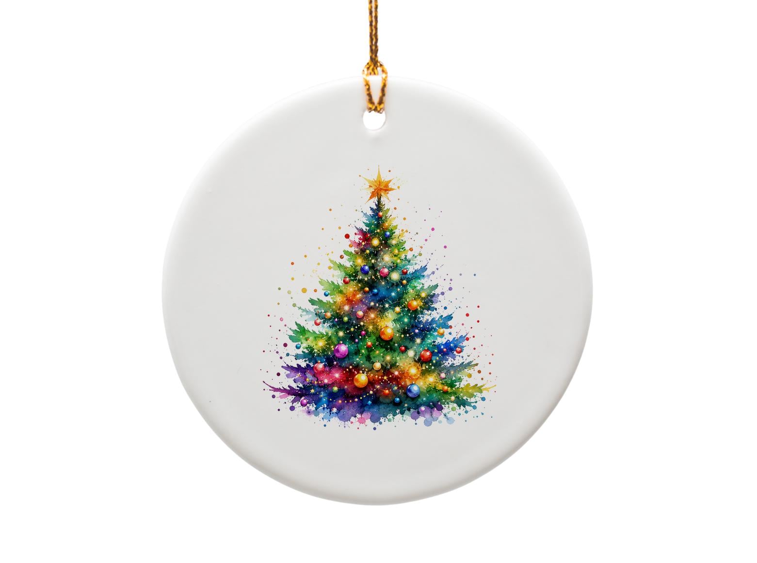 Watercolor Christmas Tree Ornament Colorful Holiday Decor Festive Home Decoration Gift For Tree Lovers Seasonal Art O956