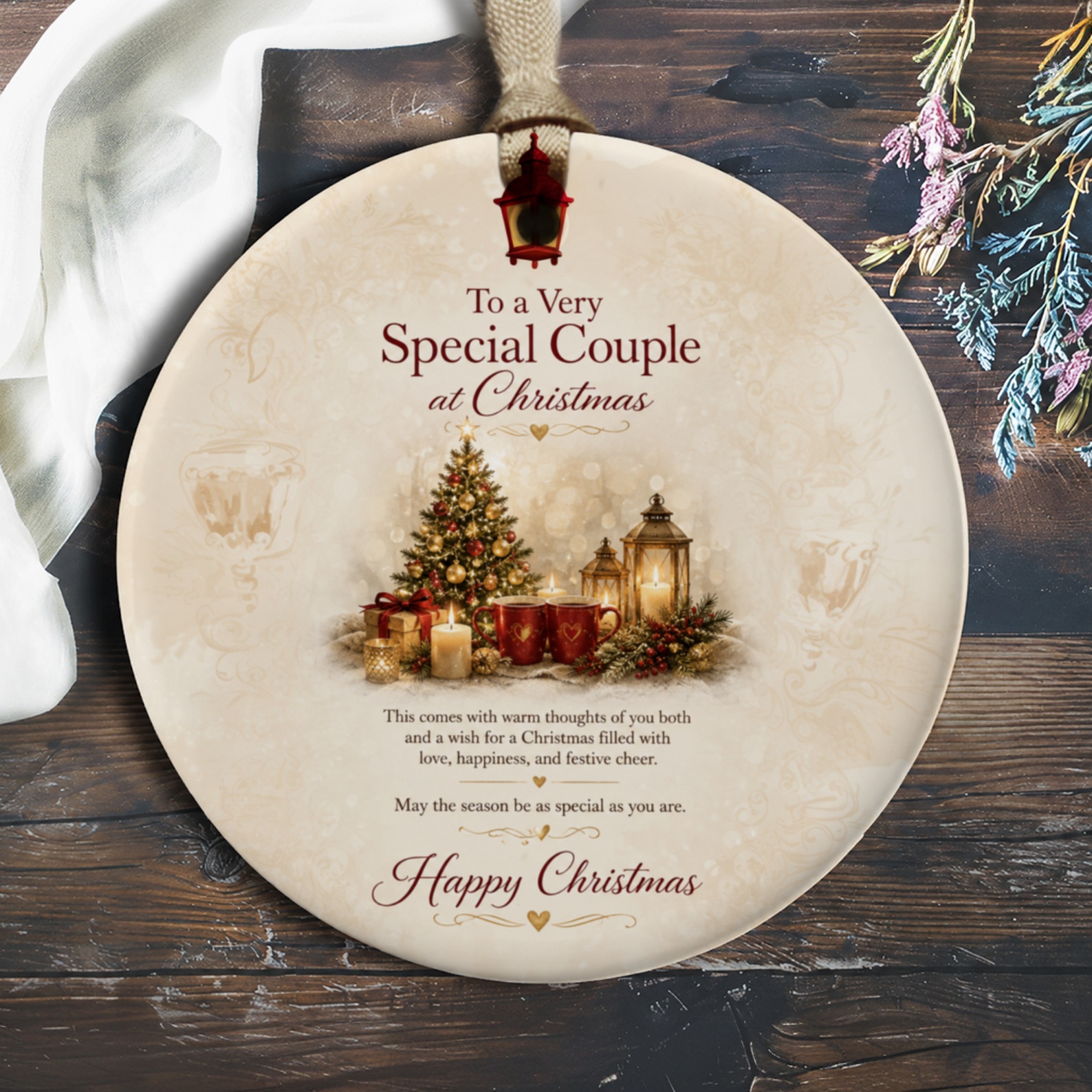 To A Very Special Couple At Christmas Ornament Holiday Decor Christmas Tree Lanterns Festive Gift For Couple Seasonal Decoration O281