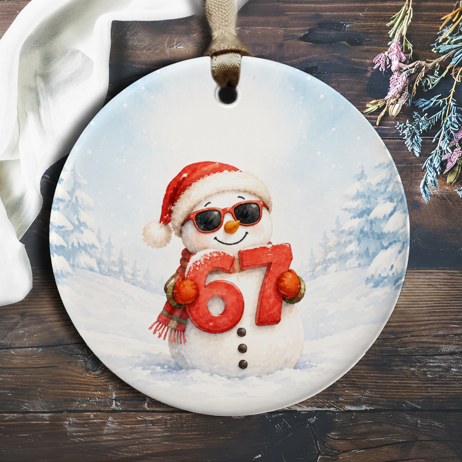 67 Snowman Ornament Christmas Decor Cute Winter Holiday Decoration Festive Snowman With Sunglasses Fun Christmas Ornament O289