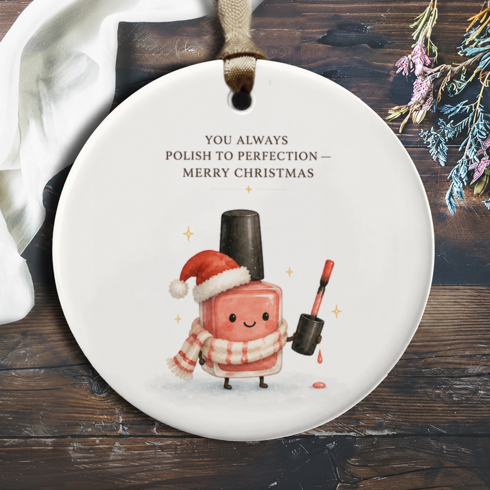 You Always Polish To Perfection — Merry Christmas Ornament Cute Nail Polish Christmas Ornament Holiday Decor Gift For Her O283