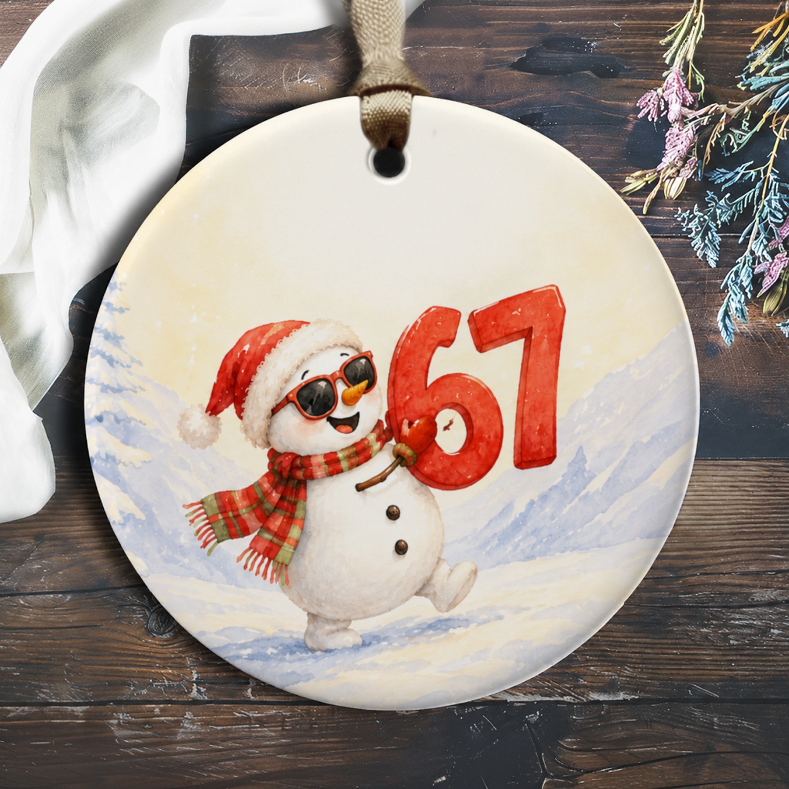 67 Snowman Ornament Christmas Decor Cute Holiday Decoration Winter Snow Scene Festive Ornament For Tree O290