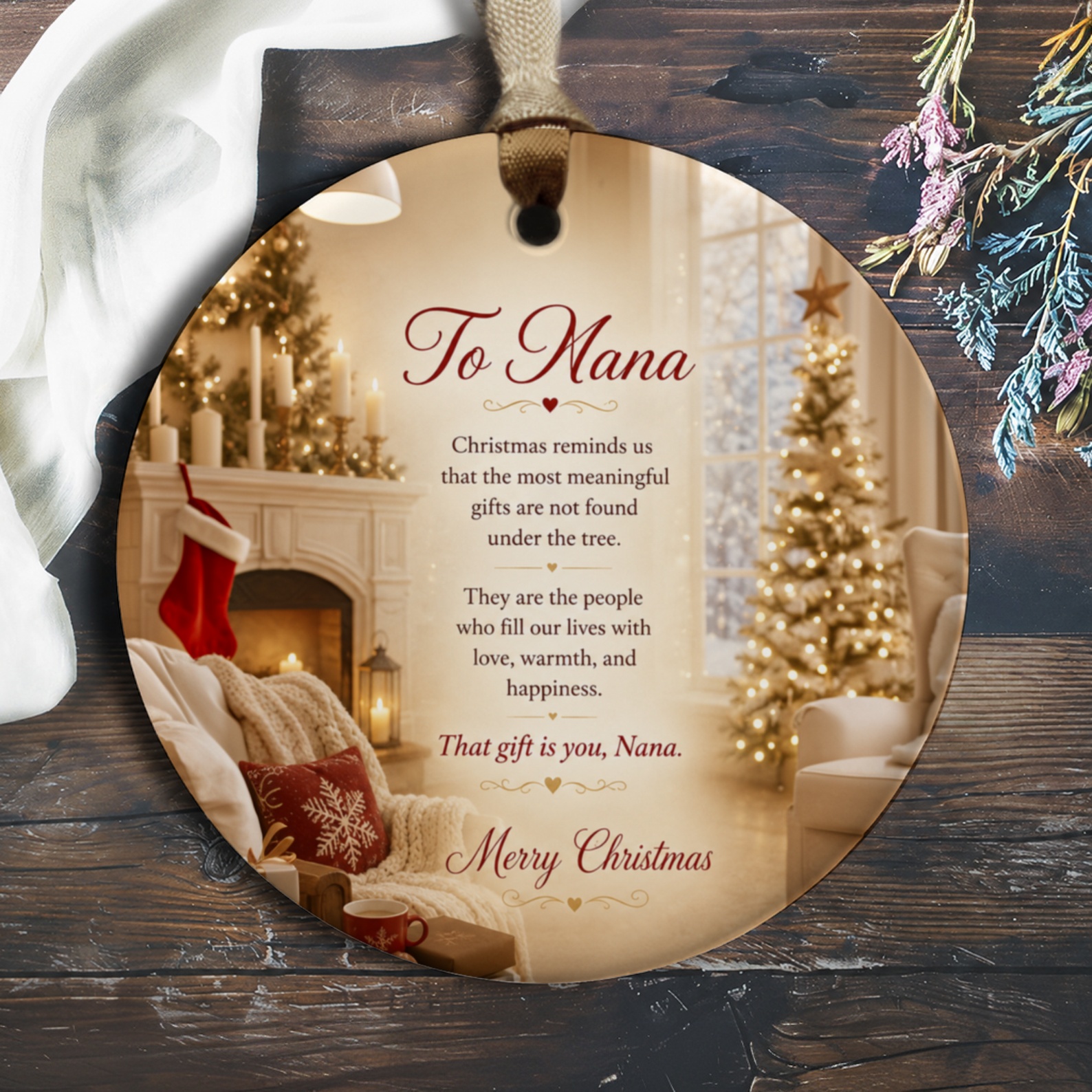 To Nana Christmas Ornament Meaningful Gift Love Warmth Happiness Merry Christmas Tree Decoration For Grandma Holiday Decor O295
