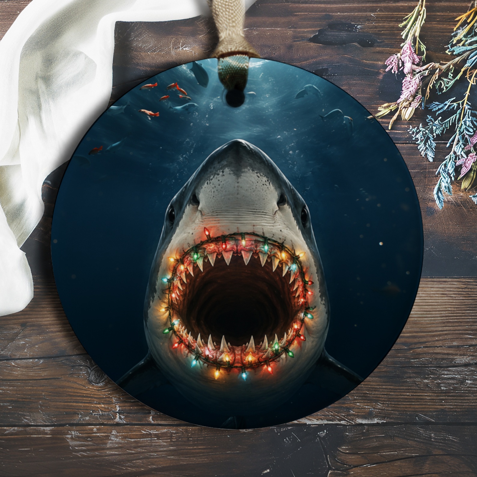 Shark Christmas Ornament Unique Holiday Decor Ocean Lover Gift Fun Sea Animal Ornament Nautical Christmas Tree Decoration O320