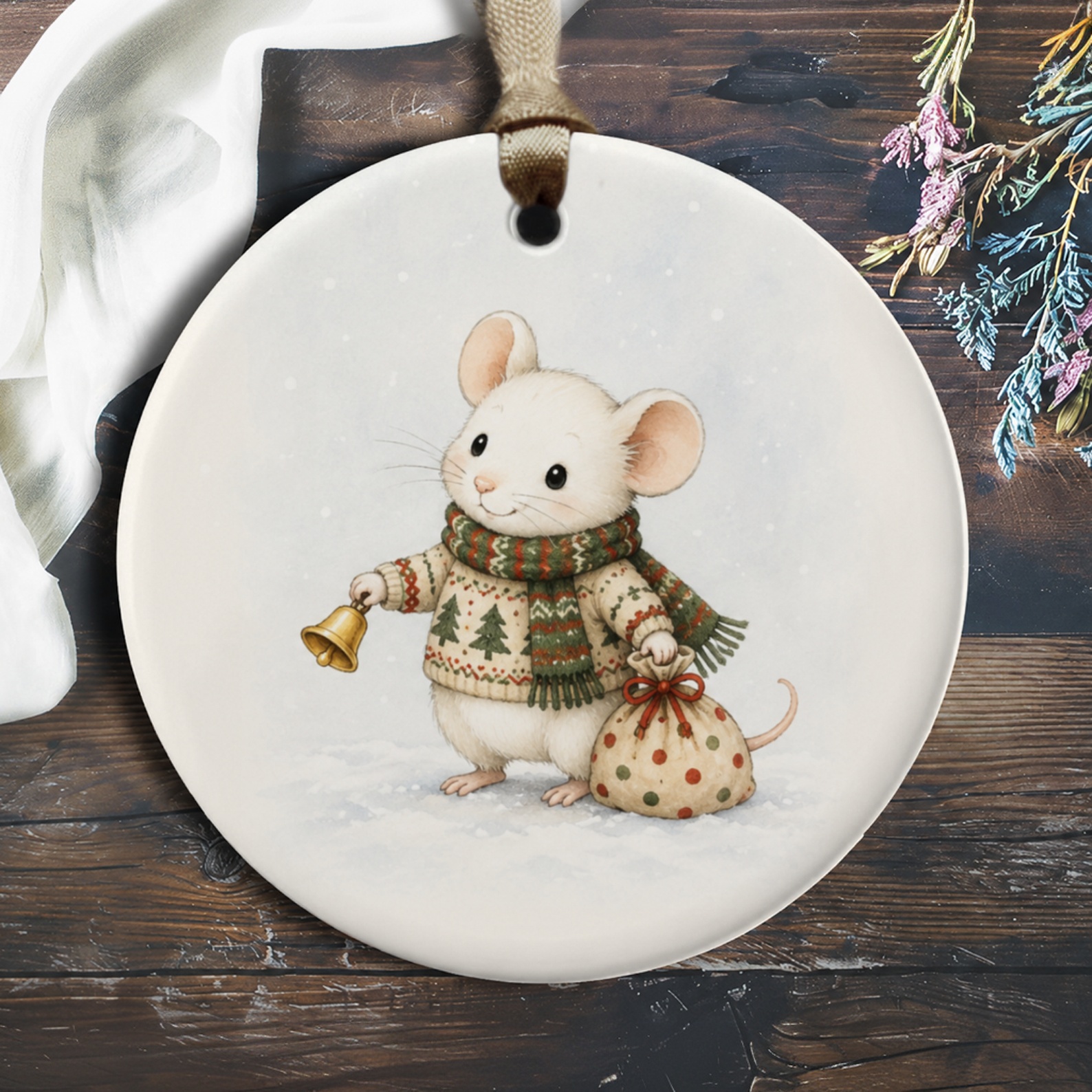 Cute Mouse Christmas Ornament Winter Holiday Decor Adorable Animal Ornament Festive Tree Decoration Gift For Animal Lover O333
