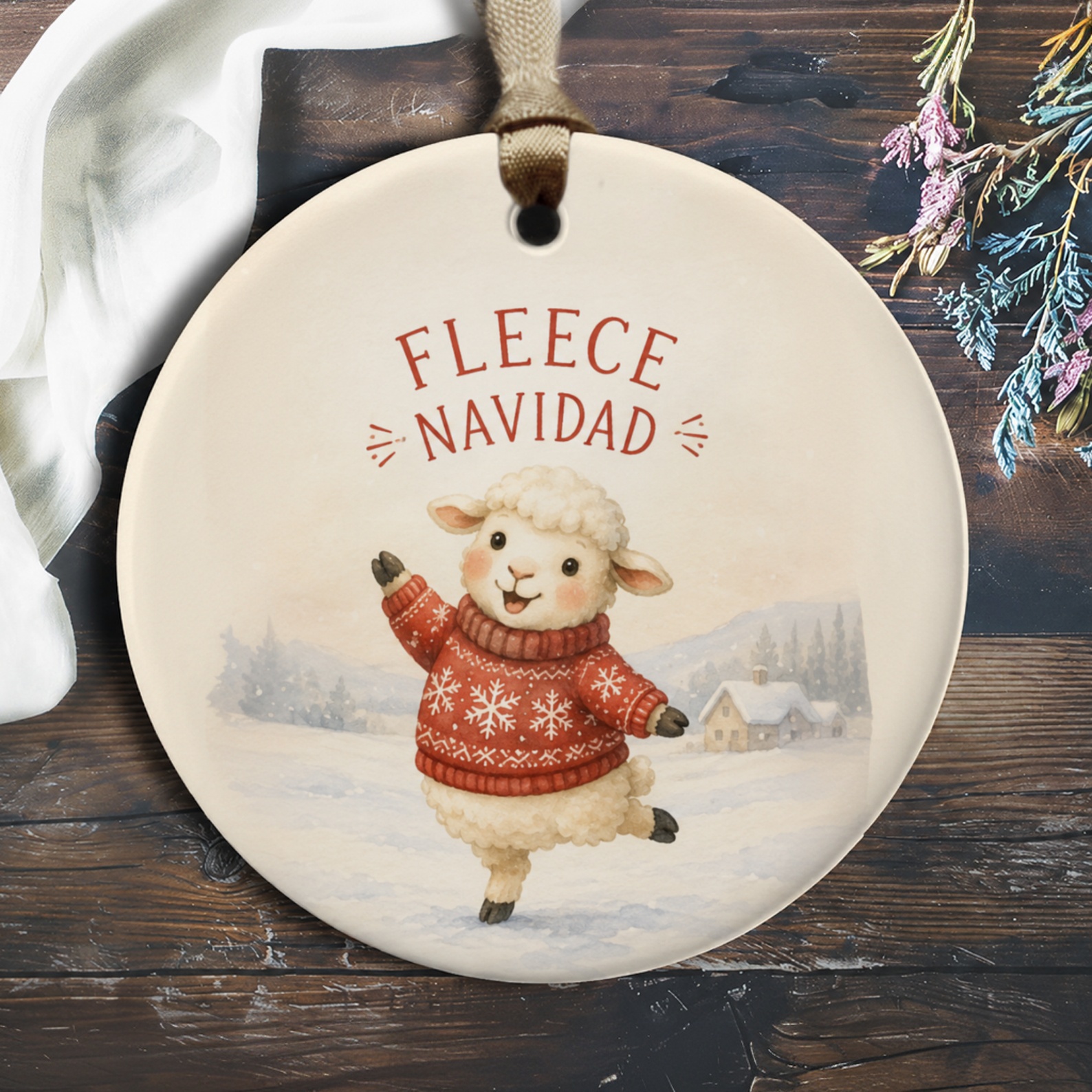 Fleece Navidad Christmas Ornament Cute Lamb In Sweater Holiday Decor Funny Animal Winter Decoration Gift O340