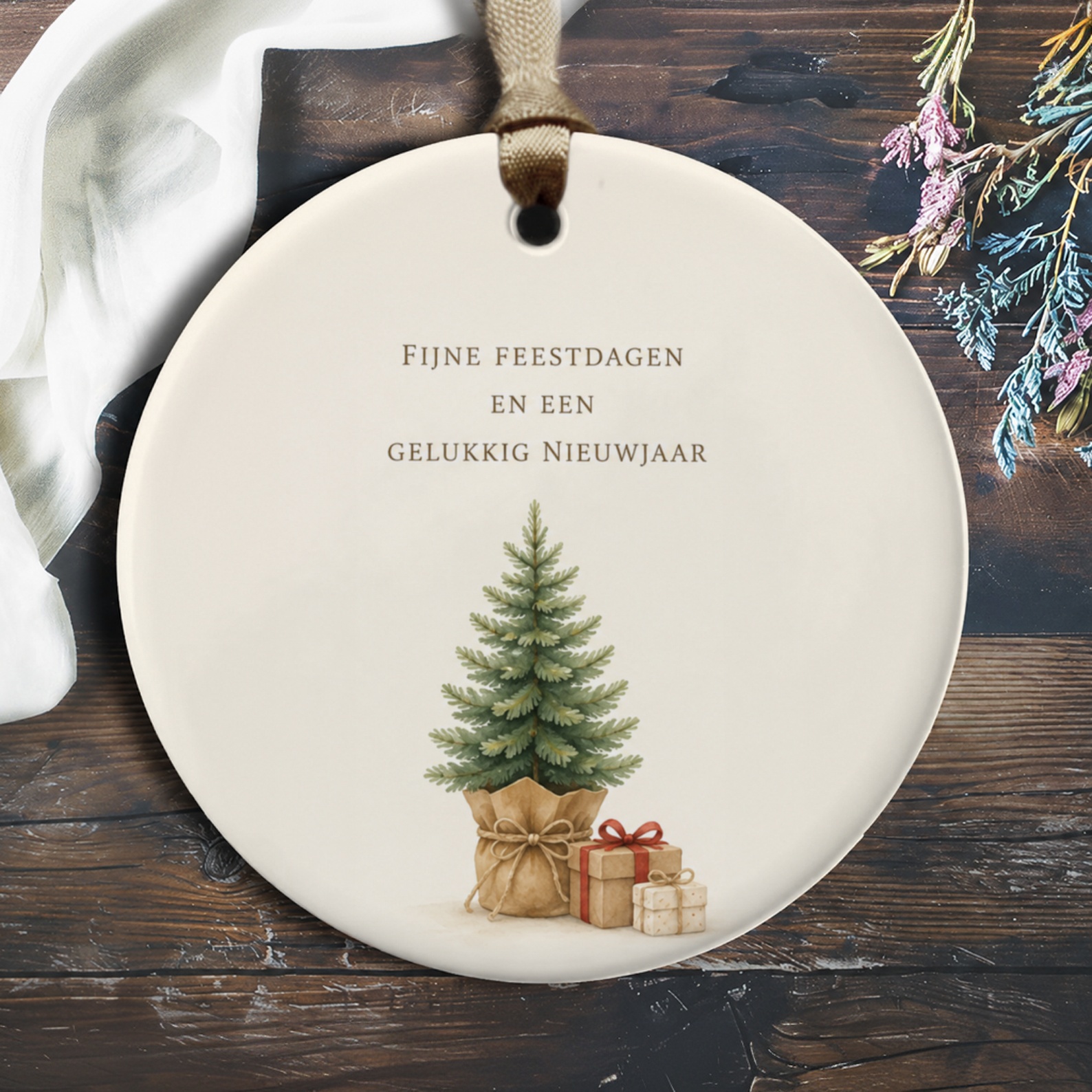 Fijne Feestdagen En Een Gelukkig Nieuwjaar Christmas Ornament Holiday Tree Decoration Festive Home Decor Gift O346