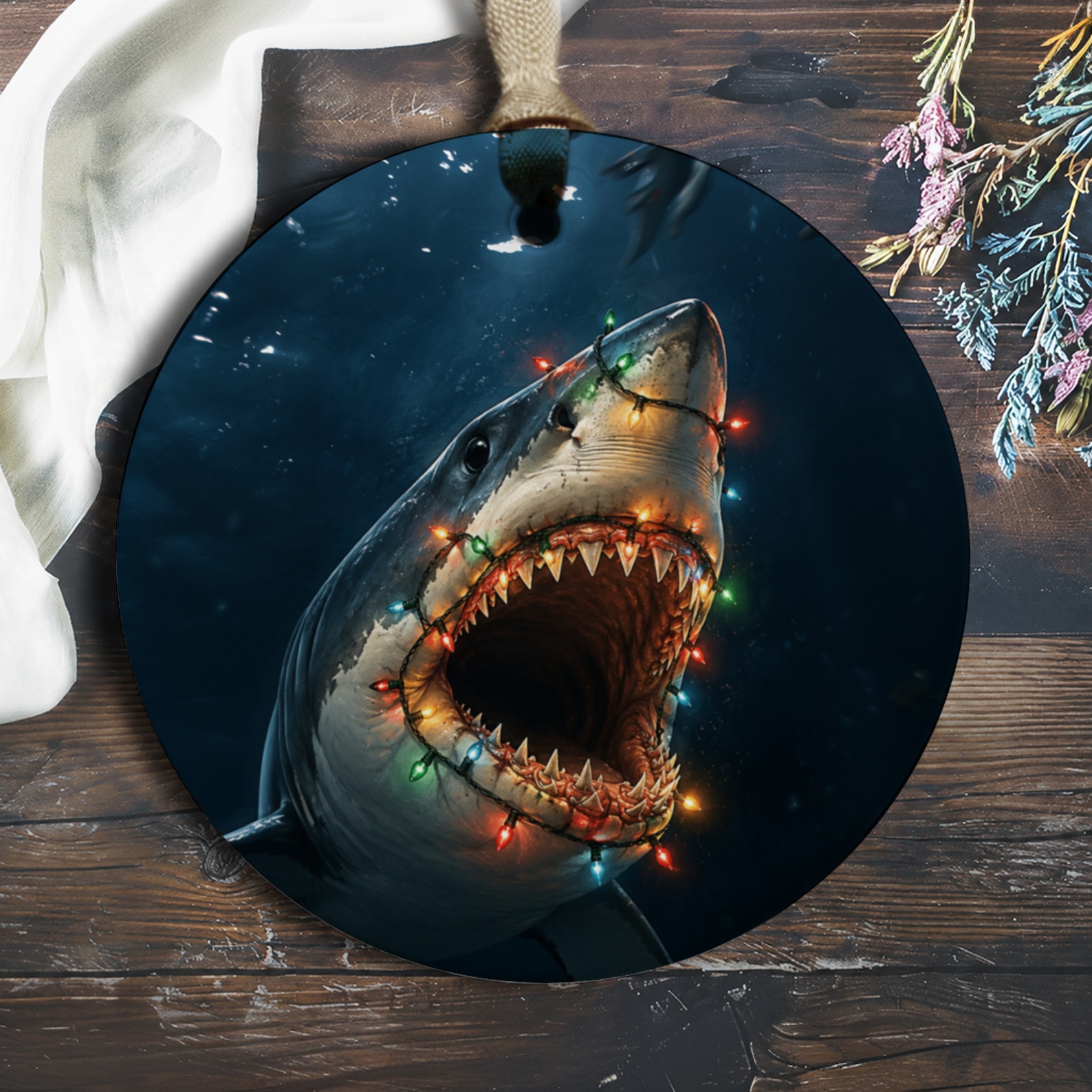 Shark Christmas Ornament Funny Holiday Decor Ocean Lover Gift Unique Sea Animal Ornament Christmas Tree Decoration O321