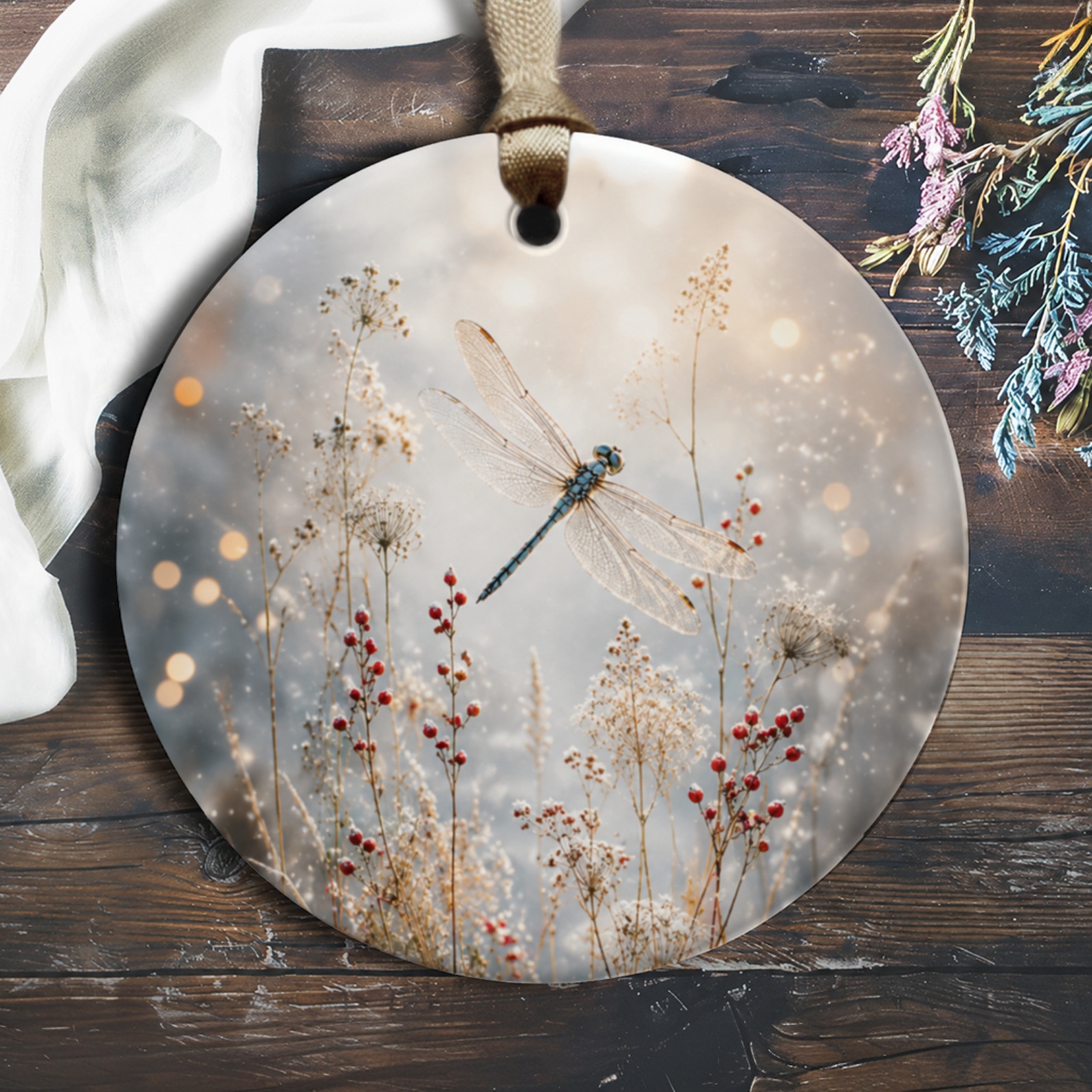 Dragonfly Nature Ornament Elegant Decorative Ornament For Nature Lovers Botanical Art Hanging Decor Gift O348