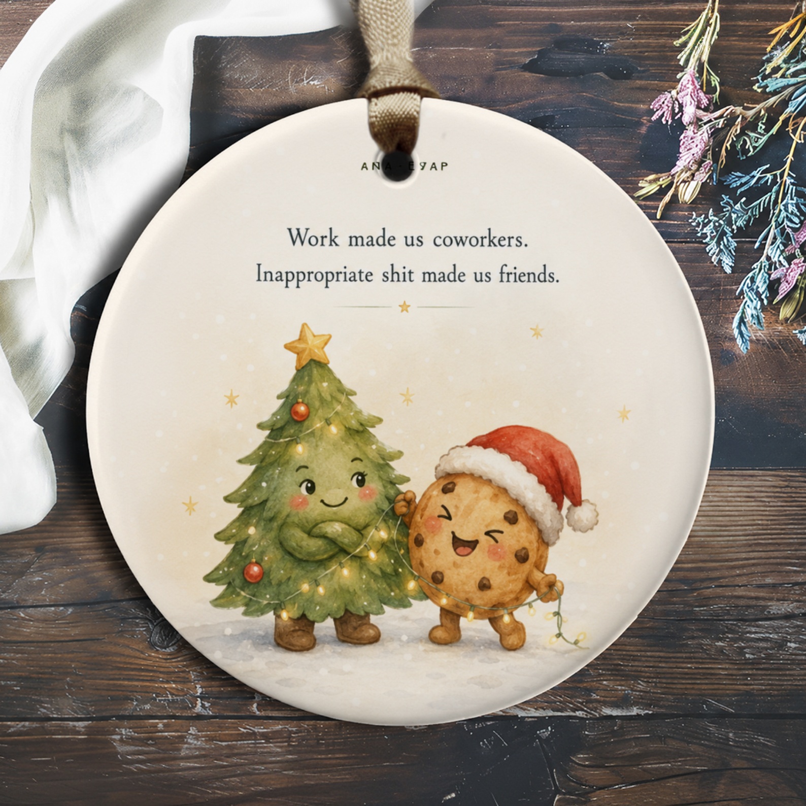 Work Made Us Coworkers Funny Christmas Ornament Holiday Decor For Friends Cute Tree Cookie Characters Gift O325