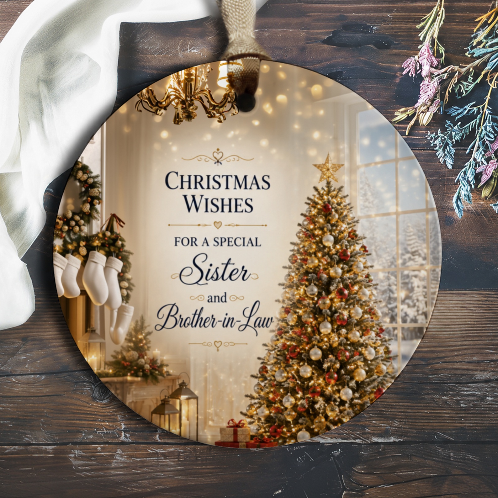 Christmas Wishes For A Special Sister And Brother-In-Law Ornament Holiday Decor Gift Keepsake Festive Tree Decoration O335