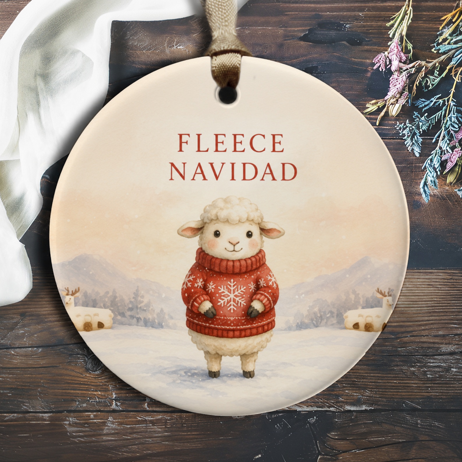 Fleece Navidad Christmas Ornament Cute Sheep In Sweater Holiday Decor Funny Animal Lover Gift Winter Decoration O339