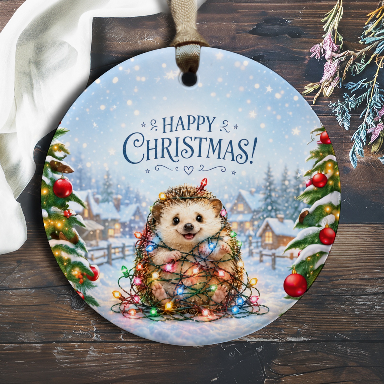 Happy Christmas! Cute Hedgehog Ornament Christmas Tree Decoration Festive Holiday Decor Adorable Animal Ornament Gift O355