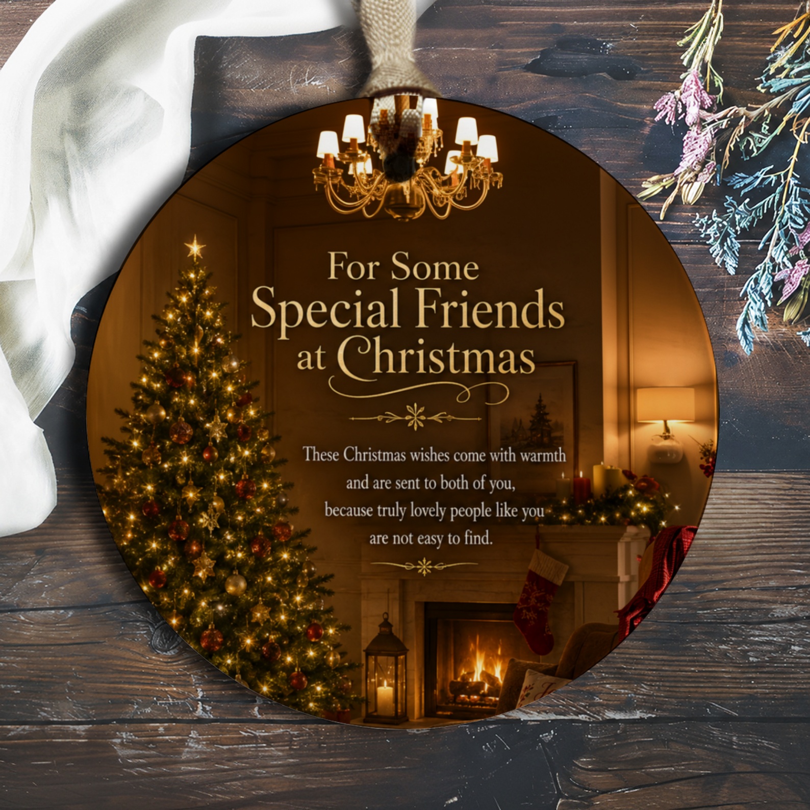 For Some Special Friends At Christmas Ornament Cozy Holiday Decor Christmas Tree Fireplace Festive Gift For Friends O364
