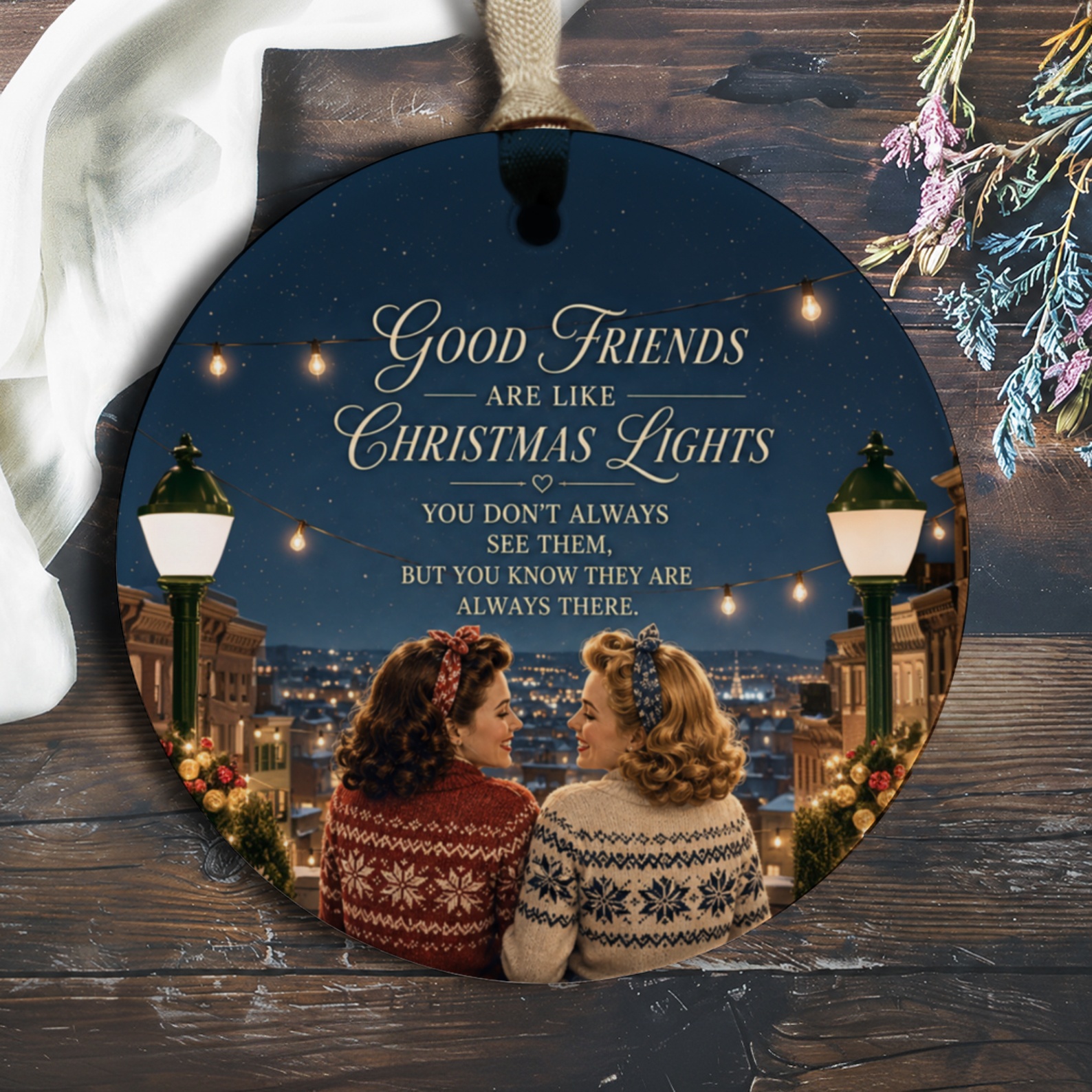 Good Friends Are Like Christmas Lights Ornament Holiday Decor Gift For Friend Festive Christmas Ornament Friendship Keepsake O366