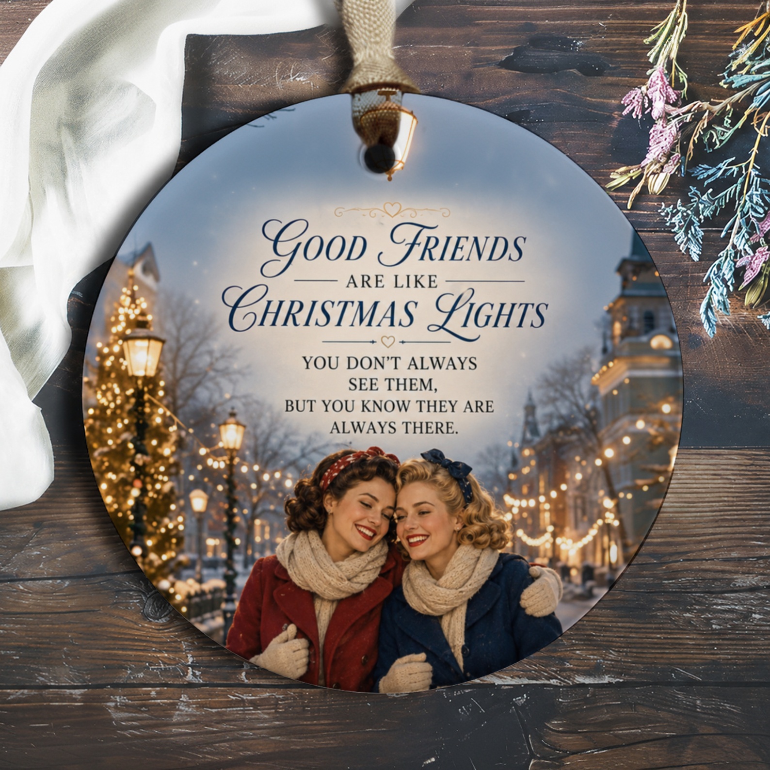 Good Friends Are Like Christmas Lights Ornament Holiday Friendship Gift Christmas Decor Keepsake For Best Friend Winter Decoration O367