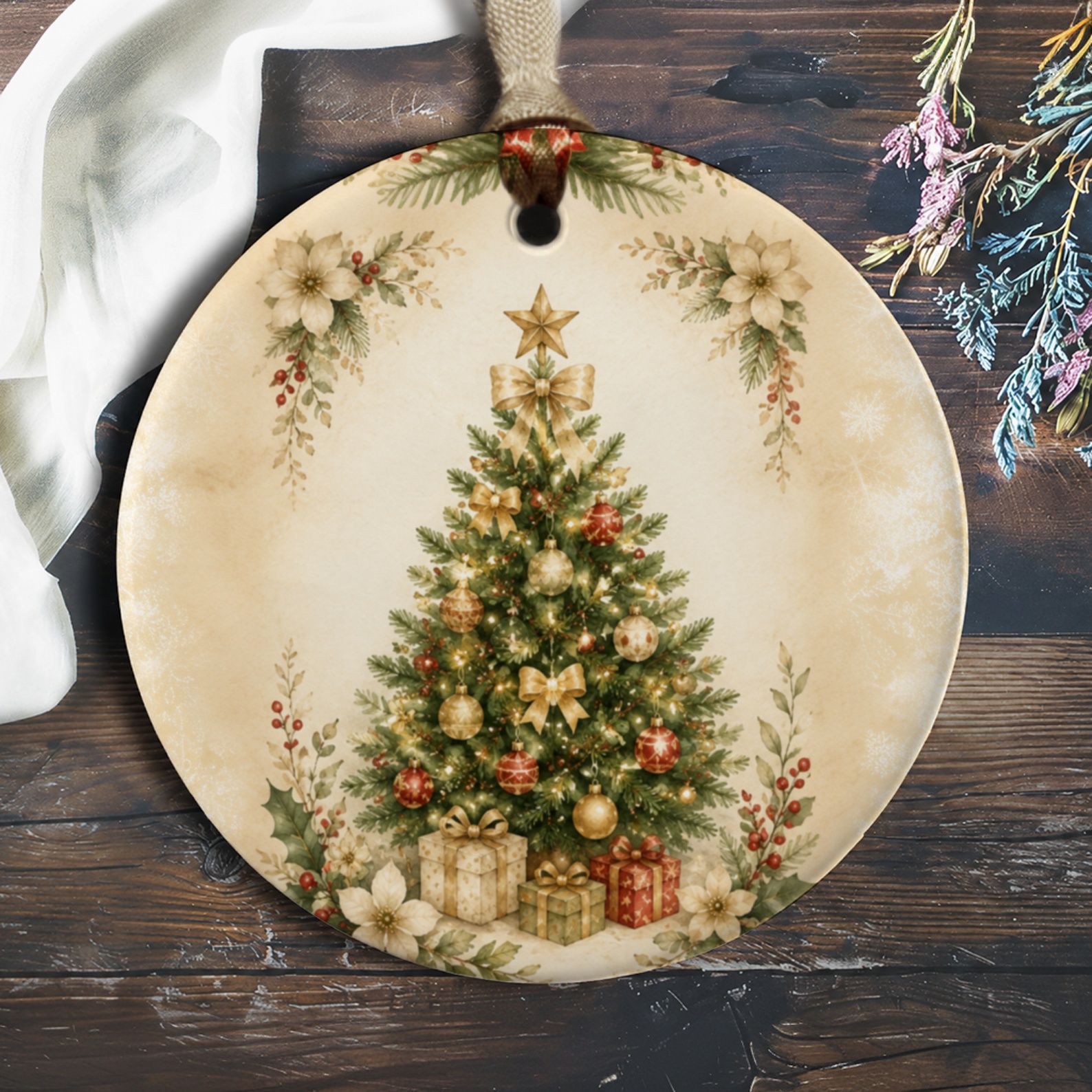 Vintage Christmas Tree Ornament Holiday Decor Festive Home Decoration Classic Xmas Ornament Gift For Tree Lovers O371