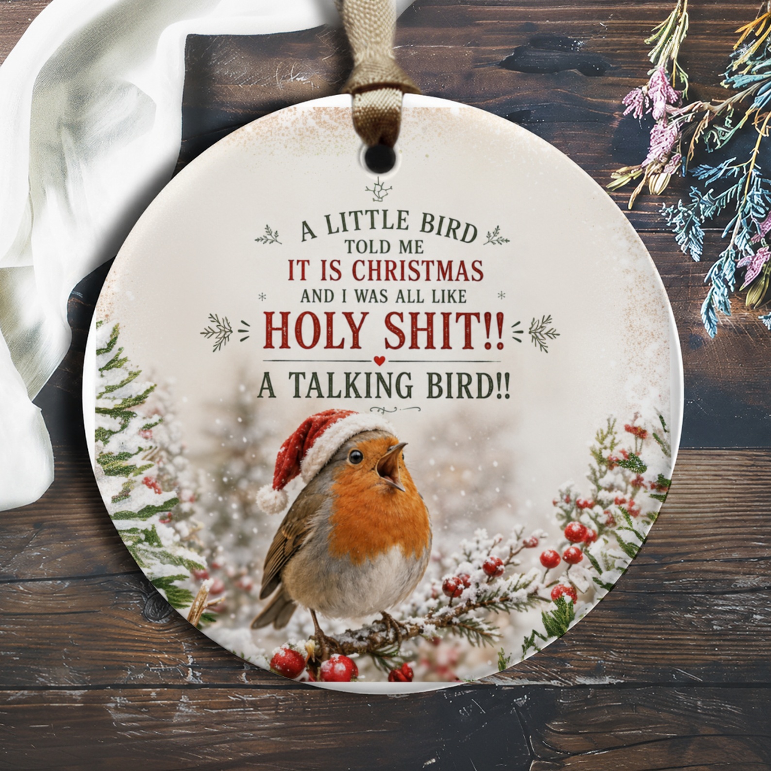 A Little Bird Told Me It Is Christmas Funny Ornament Christmas Decor Talking Bird Holiday Gift For Bird Lover O373