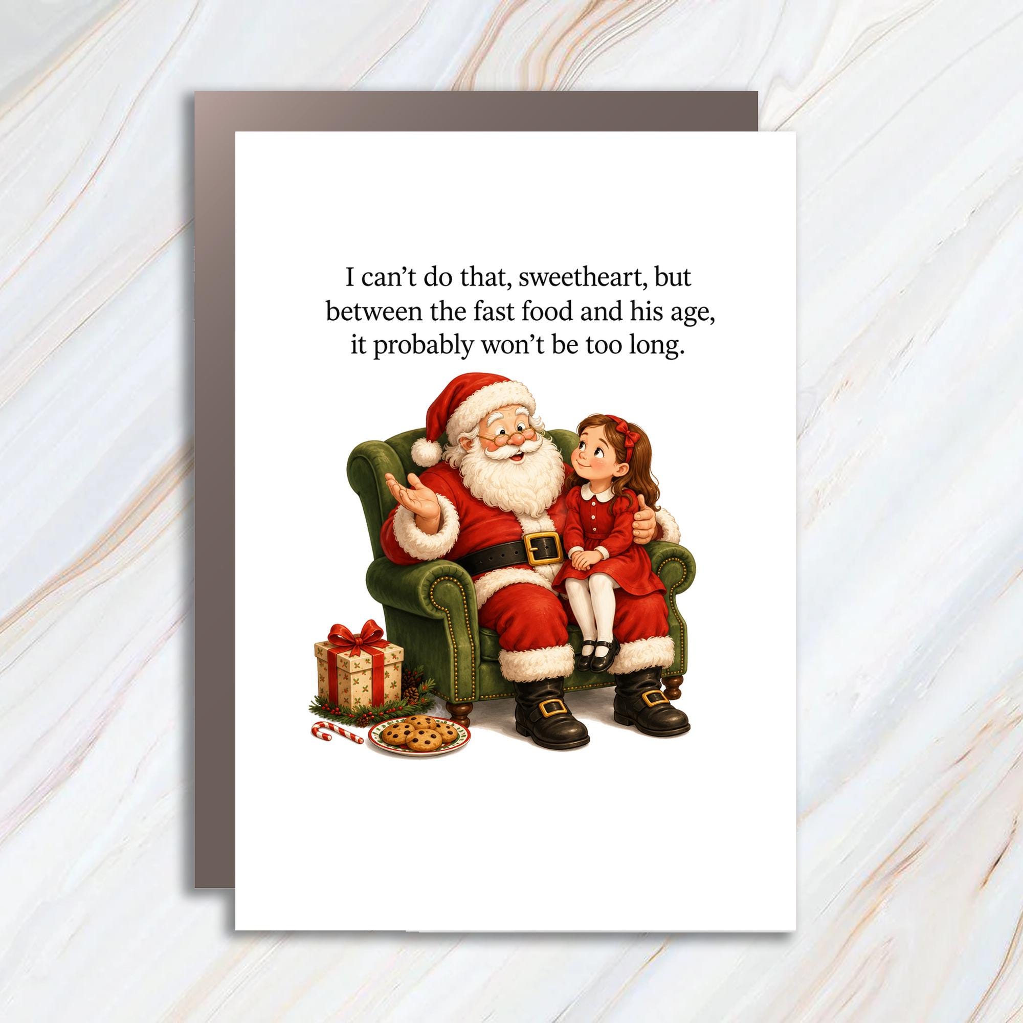 I Can't Do That Sweetheart Funny Christmas Card Santa Holiday Greeting Card For Him Her Family Cute Festive Card C969