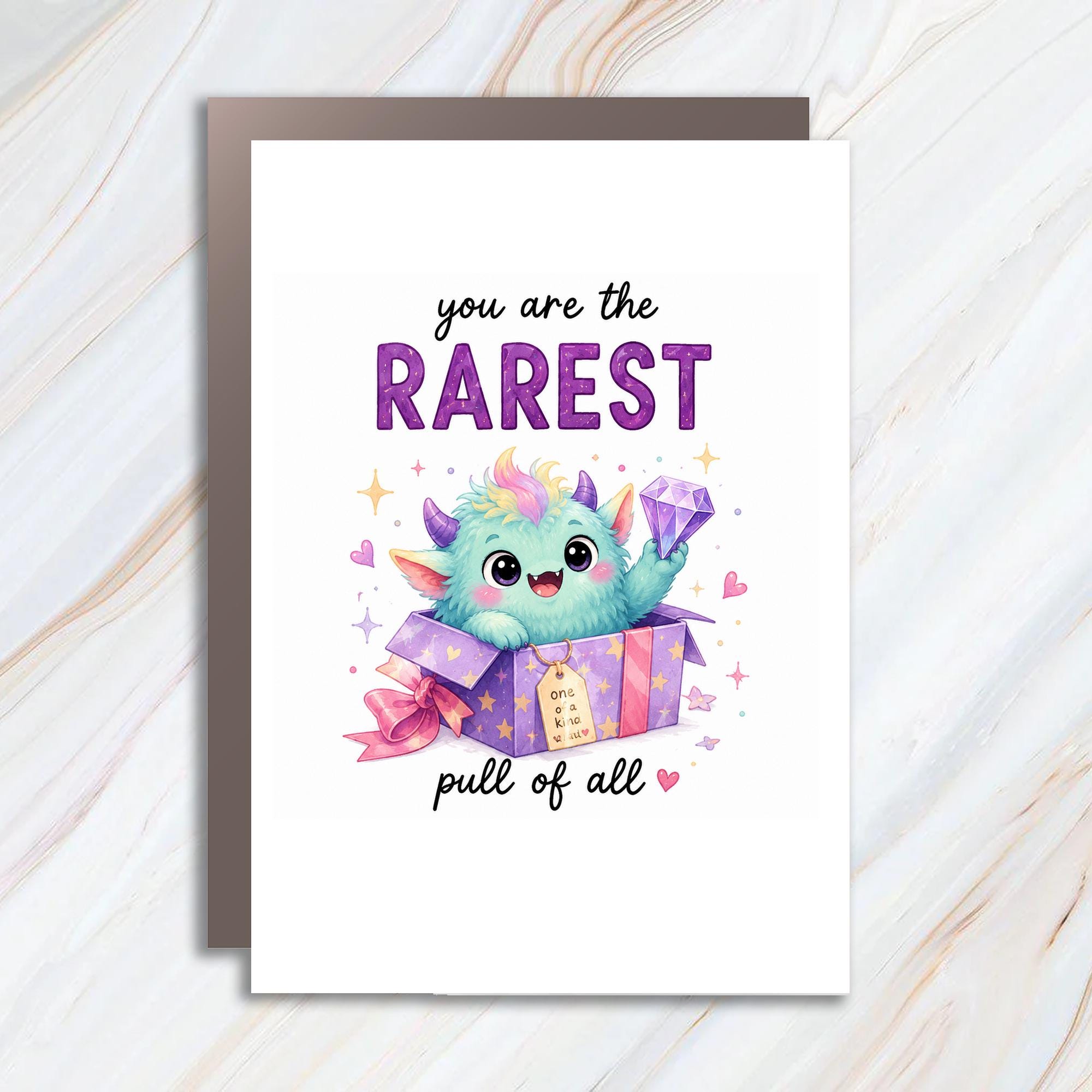 You Are The Rarest Of All Cute Monster Birthday Card Adorable Greeting Card For Kids Fun Celebration Card C972