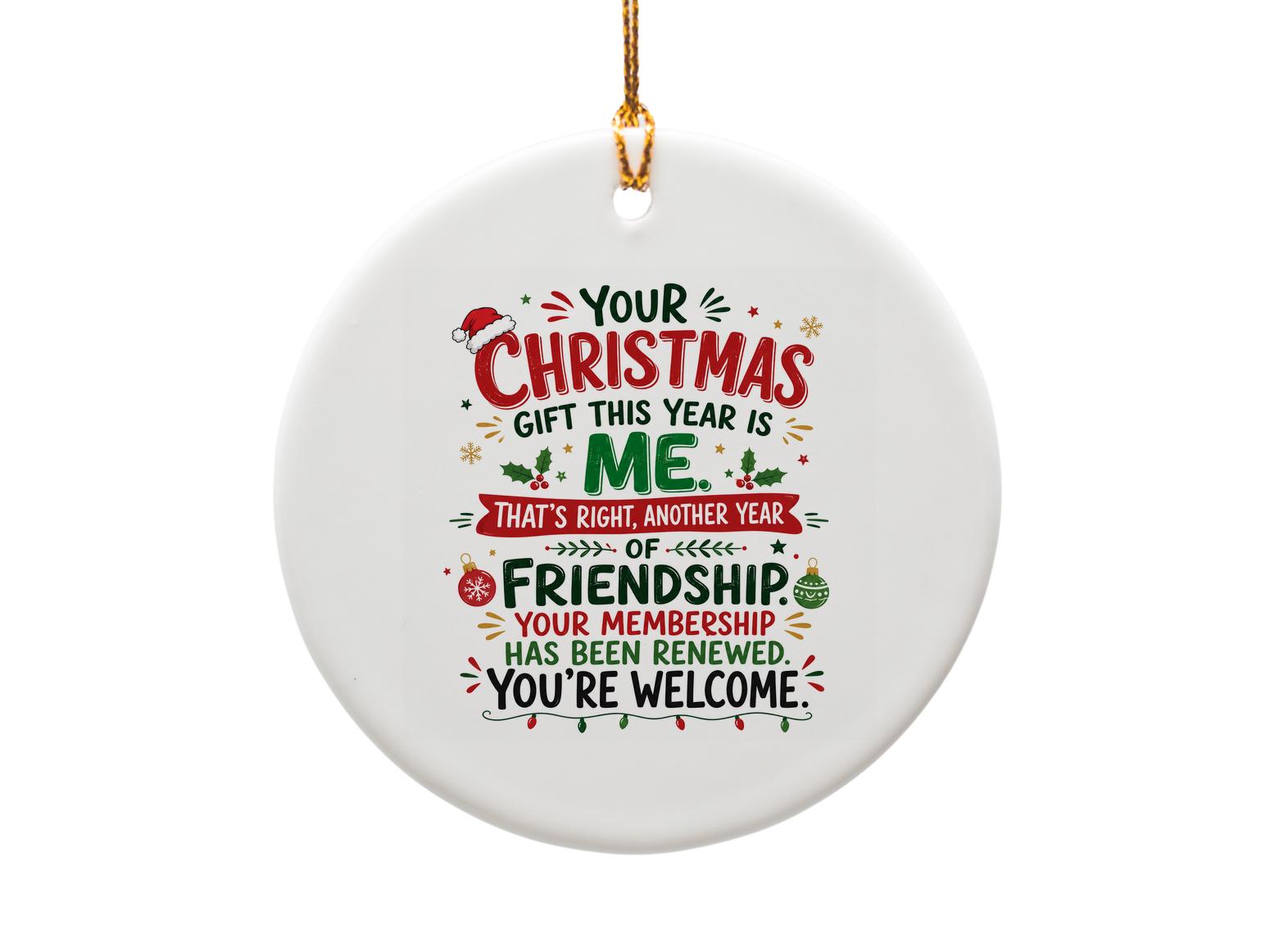 Your Christmas Gift This Year Is Me Funny Ornament Friendship Holiday Decor Sarcastic Christmas Ornament Gift For Friend O970