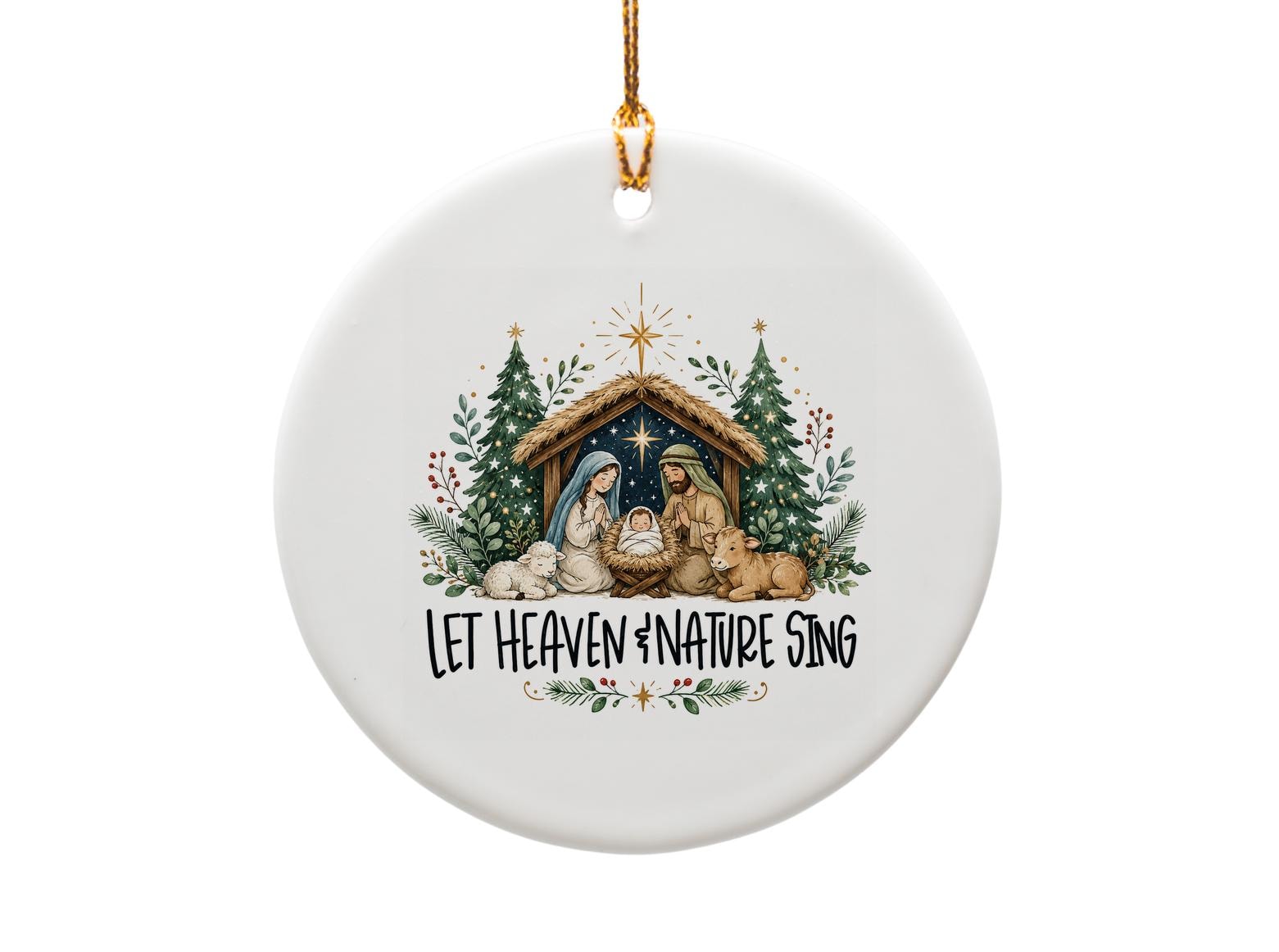 Let Heaven & Nature Sing Christmas Ornament Nativity Scene Christian Holiday Decor Whimsical Christmas Tree Decoration O975