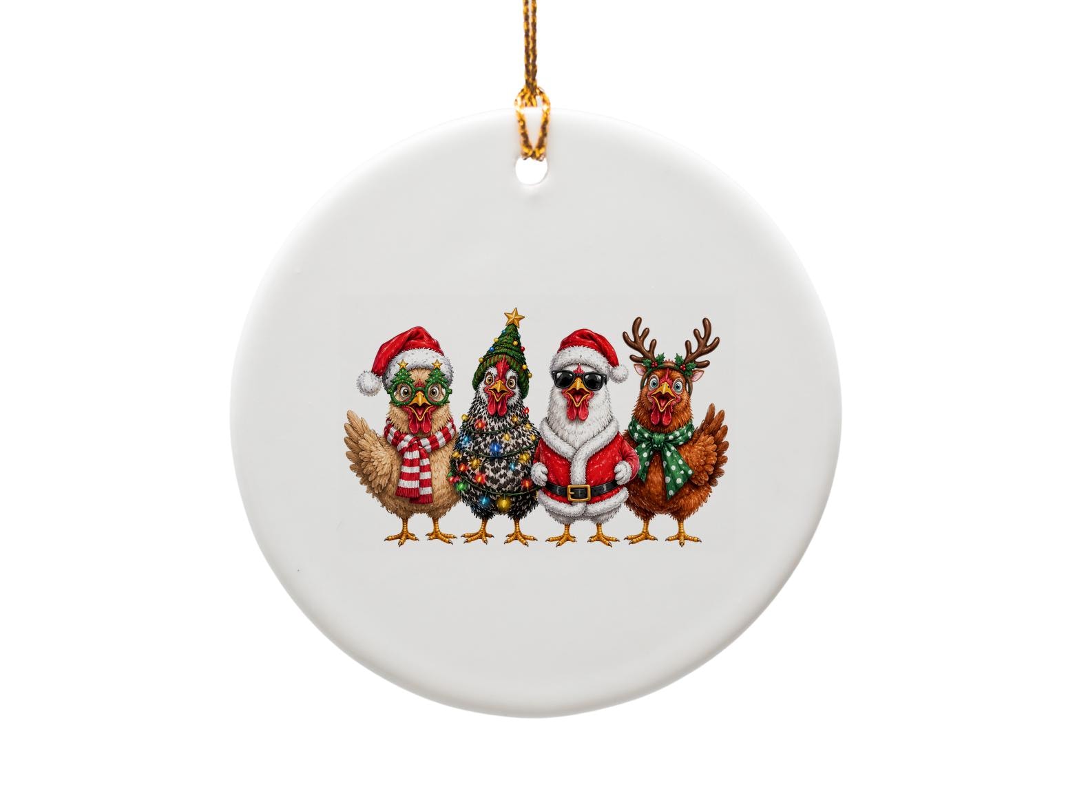 Christmas Chicken Ornament Funny Holiday Decor Santa Hat Chicken Lovers Farmhouse Christmas Tree Decoration O973
