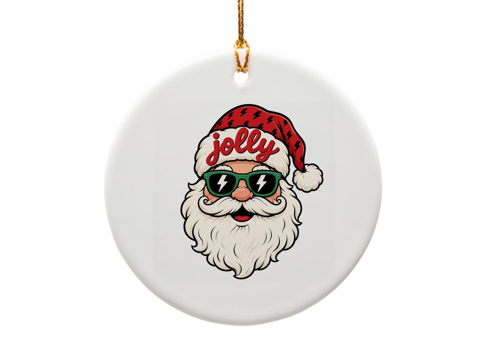 Jolly Santa Ornament Funky Christmas Decor Retro Claus With Sunglasses Holiday Tree Decoration Preppy Festive Ornament O974