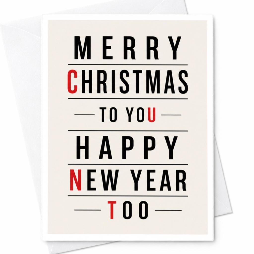 Merry Christmas To You Happy New Year Too Funny Christmas Card Holiday Greeting Card For Friends Family C4341