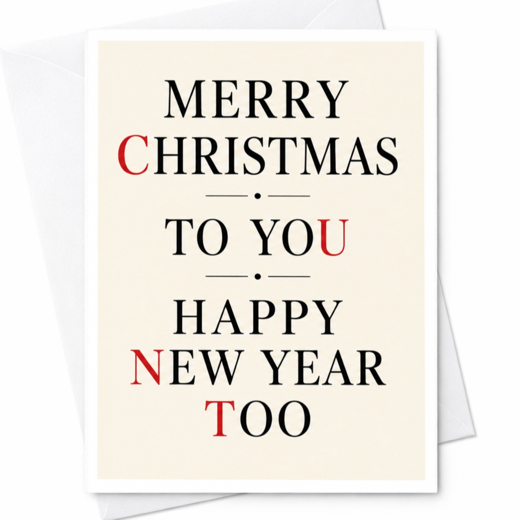 Merry Christmas To You Happy New Year Too Funny Christmas Card Holiday Greeting Card For Friends Family C4340