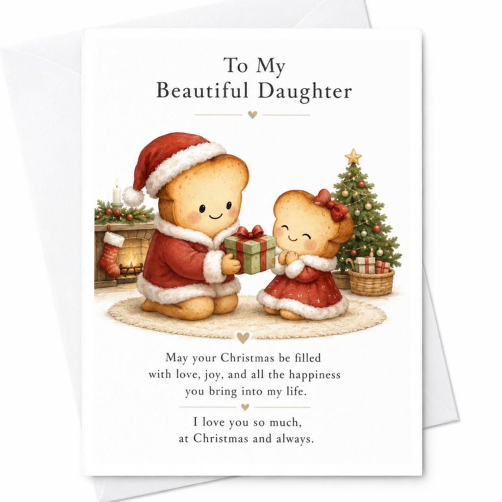 To My Beautiful Daughter Christmas Card Cute Santa Bears Holiday Greeting Card For Daughter Sweet Xmas Card From Parent C4365