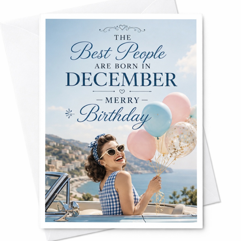 The Best People Are Born In December Merry Birthday Card For December Birthdays Retro Style Celebration Greeting Card C4368