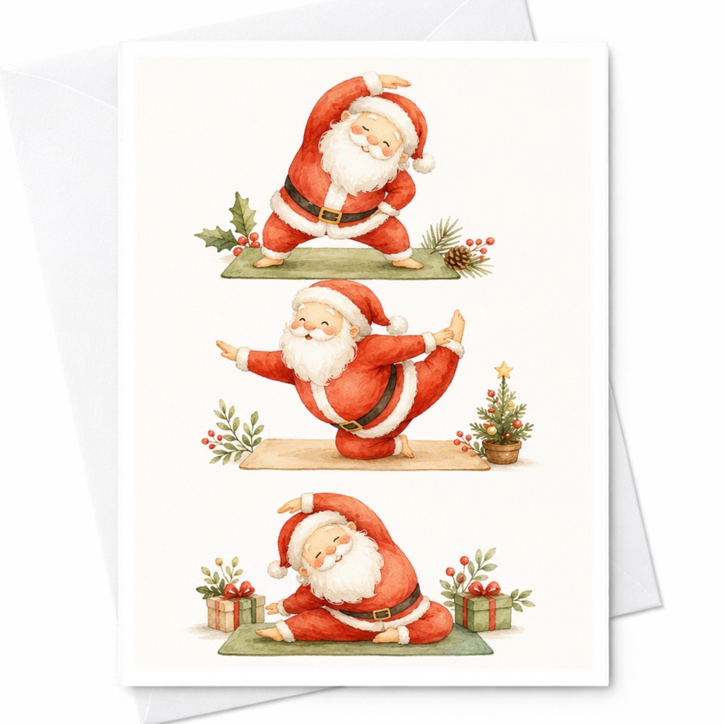Santa Yoga Christmas Card Cute Holiday Greeting Card For Family Friends Festive Santa Claus Fun Xmas Card C4350