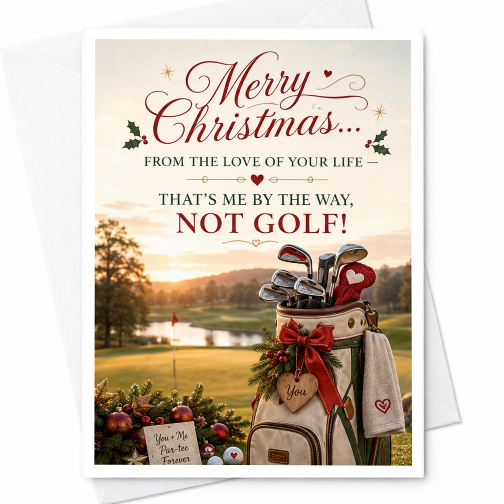 Merry Christmas From The Love Of Your Life That's Me By The Way Not Golf Funny Christmas Card For Golf Lover Husband Wife Cute Hol C4379