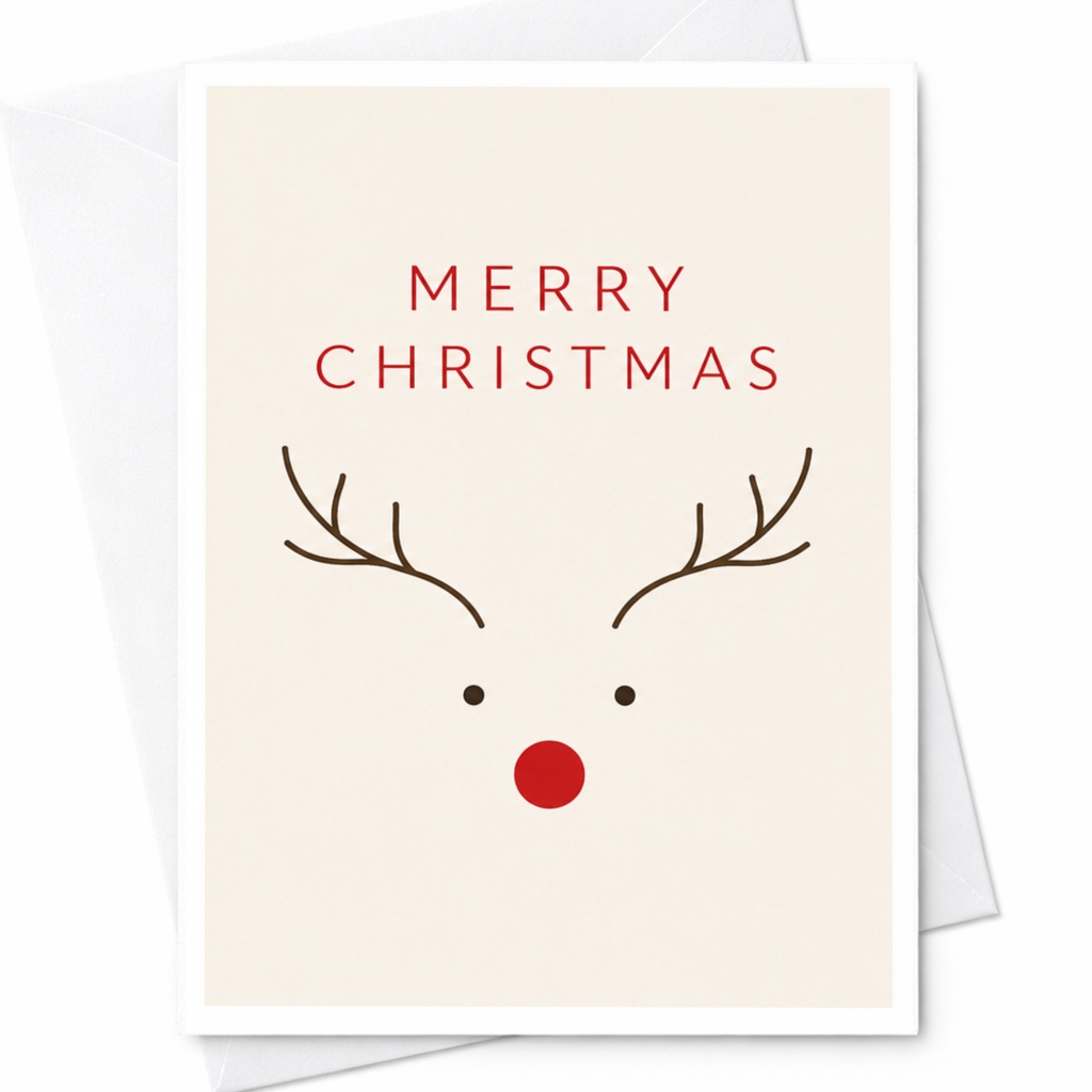 Merry Christmas Reindeer Face Christmas Card Cute Holiday Greeting Card For Family Friends Festive Xmas Card C4381