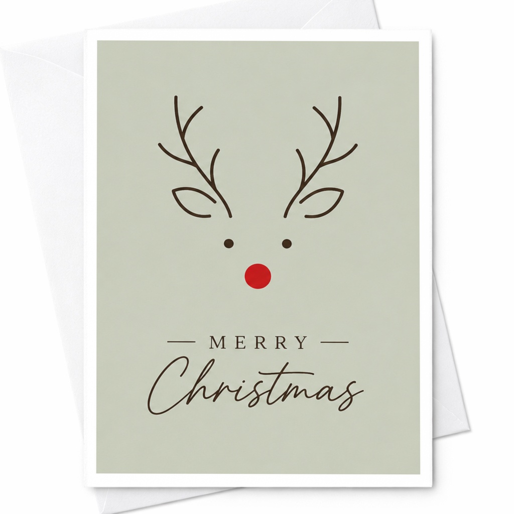 Merry Christmas Reindeer Face Card Cute Holiday Greeting Card For Family Friends Festive Xmas Card With Red Nose C4382