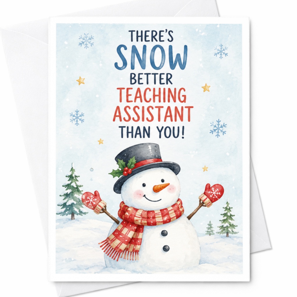 There's Snow Better Teaching Assistant Than You! Christmas Card Fun Snowman Winter Theme Holiday Greeting Card For Teacher C4403