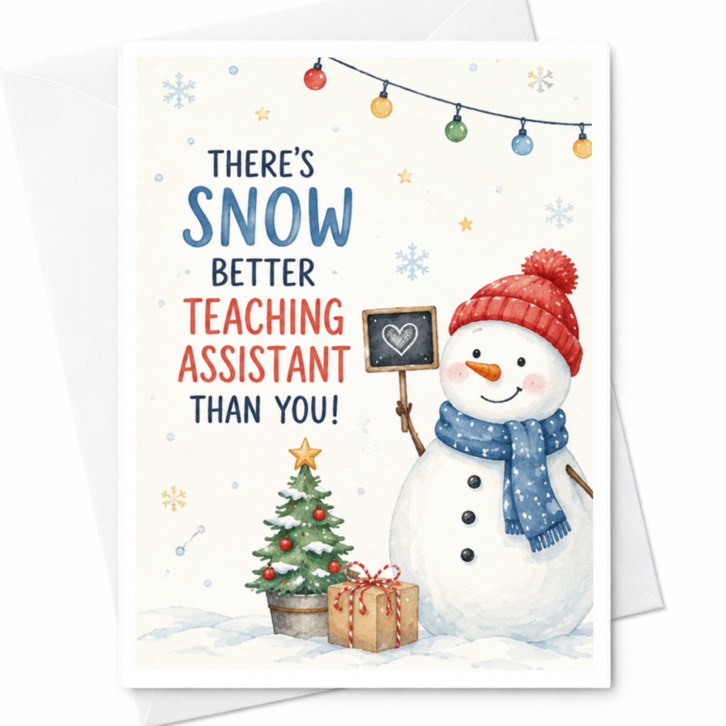 There's Snow Better Teaching Assistant Than You! Christmas Card Fun Snowman Holiday Greeting Card For Teacher Appreciation C4404