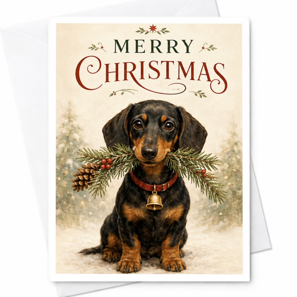 Merry Christmas Cute Dog Card Holiday Greeting Card For Teachers Mentors Festive Christmas Card With Puppy C4385
