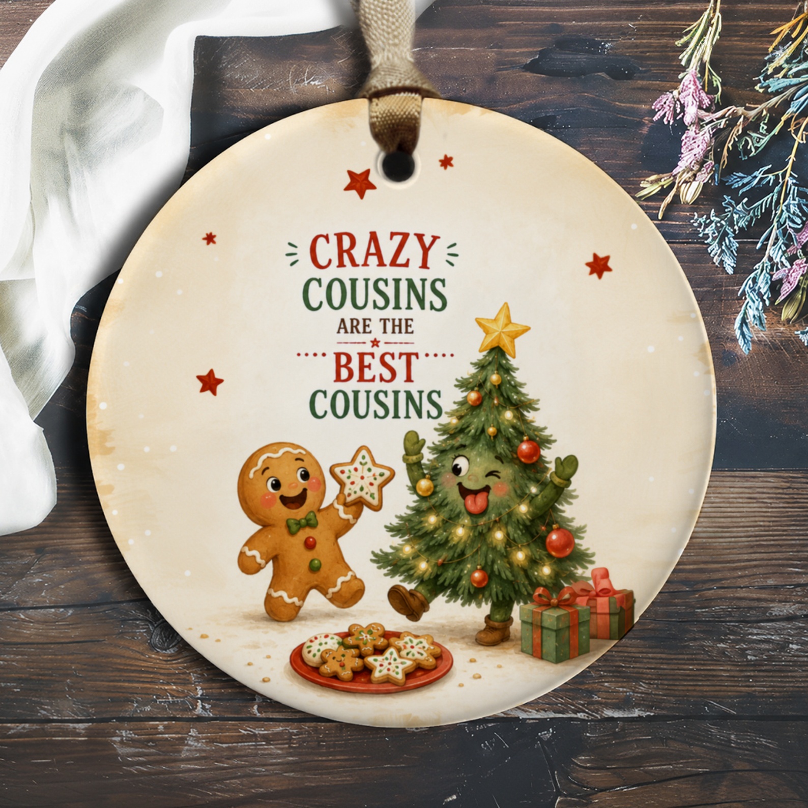 Crazy Cousins Are The Best Cousins Christmas Ornament Gingerbread Man Tree Holiday Decor Gift For Cousins Cute Festive O400