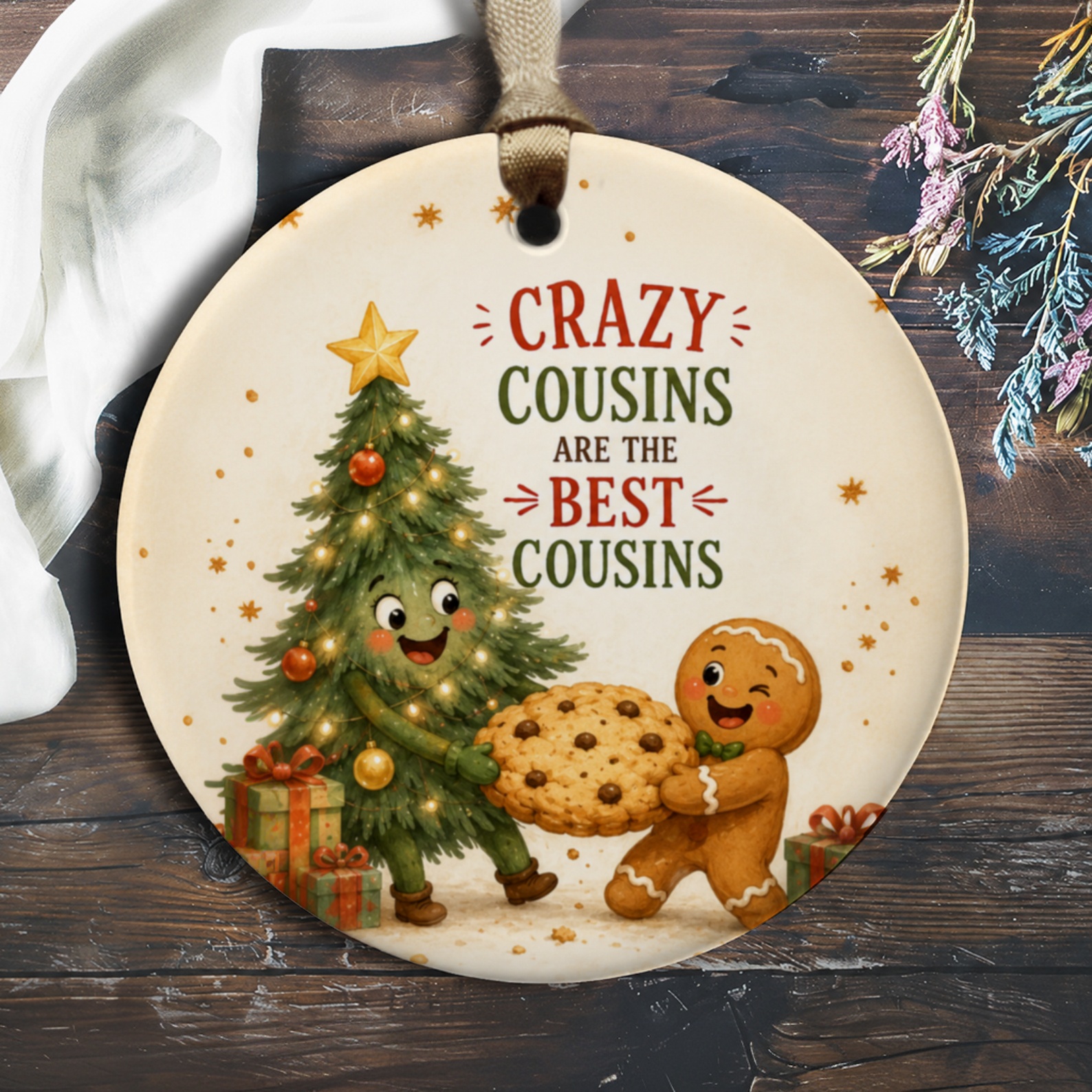 Crazy Cousins Are The Best Cousins Christmas Ornament Funny Holiday Decor Gift For Cousins Cute Tree Gingerbread O401