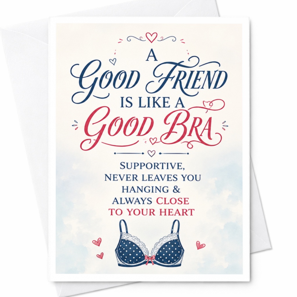 A Good Friend Is Like A Good Bra Friendship Card Supportive Funny Greeting Card For Best Friend Birthday Card C4417