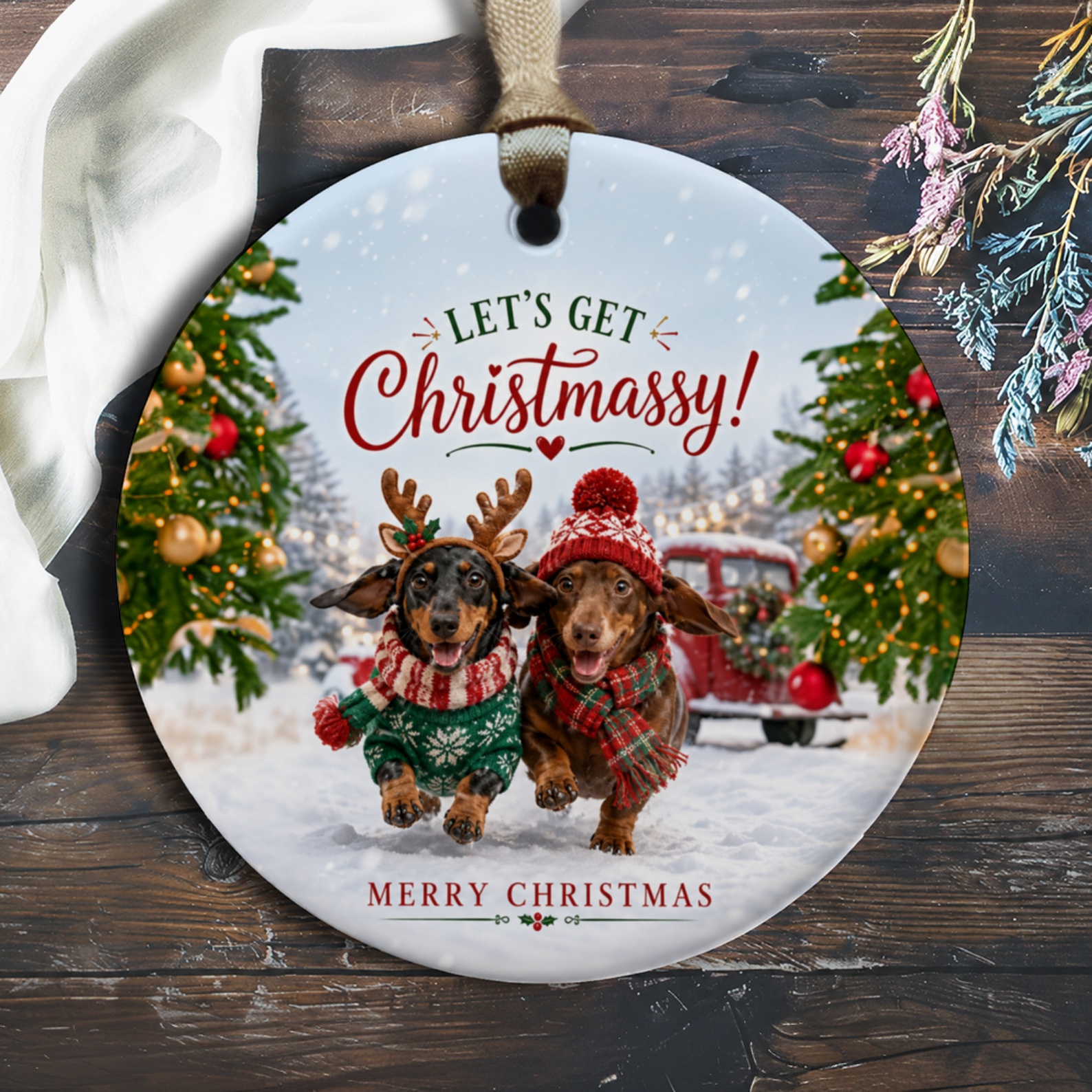 Let's Get Christmassy! Merry Christmas Ornament Cute Dogs In Holiday Attire Christmas Tree Decor Festive Home Decoration O417