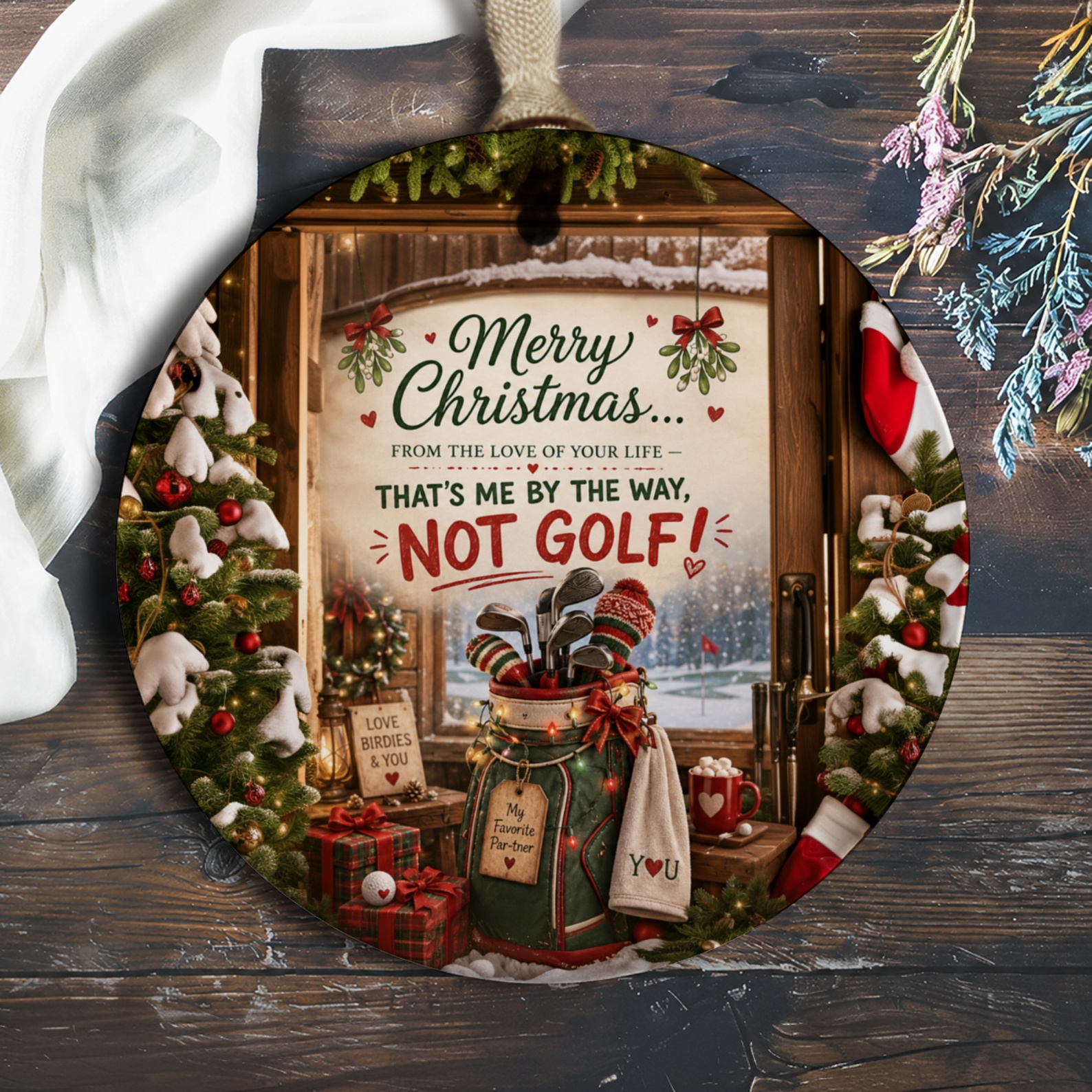 Merry Christmas From Love Of Your Life Ornament Funny Golf Theme Christmas Decor For Him Holiday Gift 125 O423