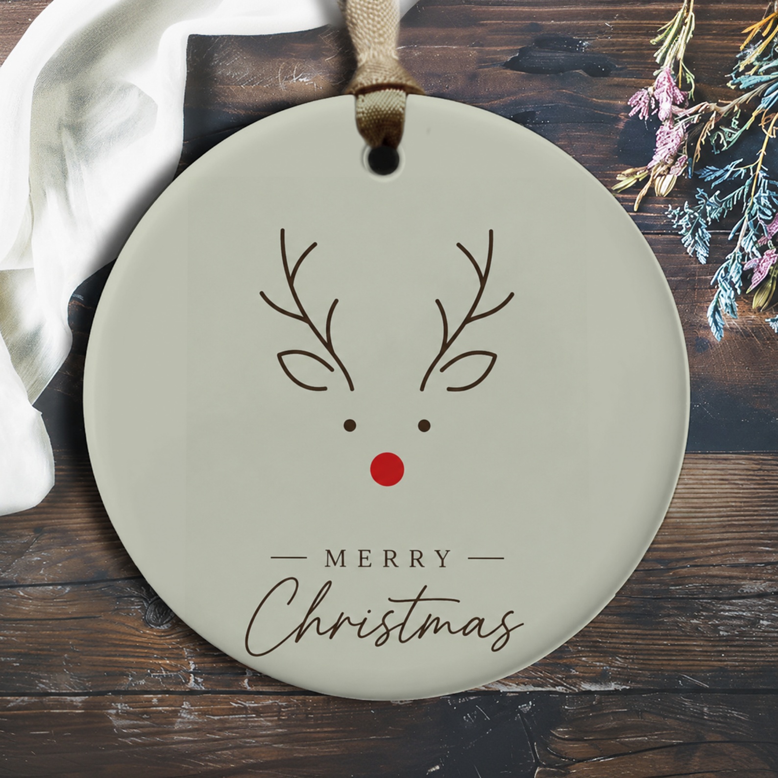 Merry Christmas Ornament Reindeer Face Holiday Decoration Cute Christmas Tree Decor Festive Gift Idea For Family O425