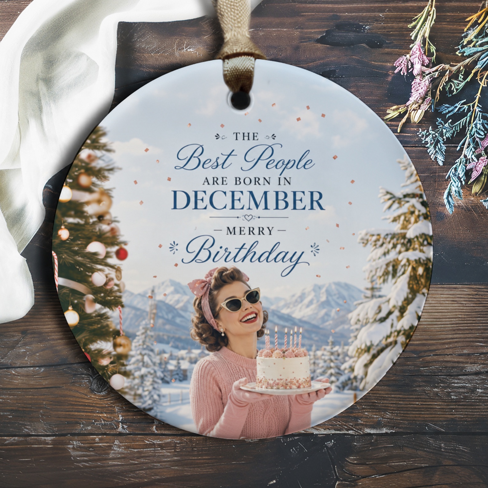 The Best People Are Born In December Merry Birthday Ornament Vintage Style December Birthday Christmas Decor Gift O413