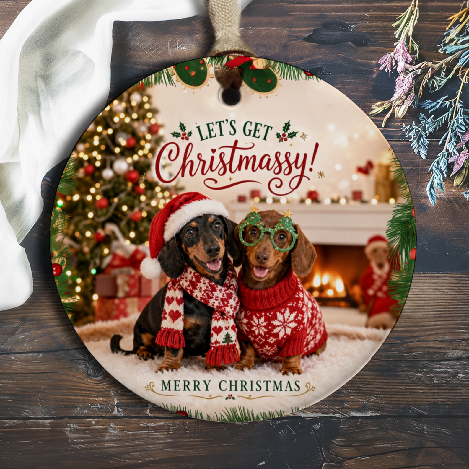 Let's Get Christmassy! Merry Christmas Ornament Cute Dogs In Holiday Attire Christmas Tree Decor Festive Home Decoration O416