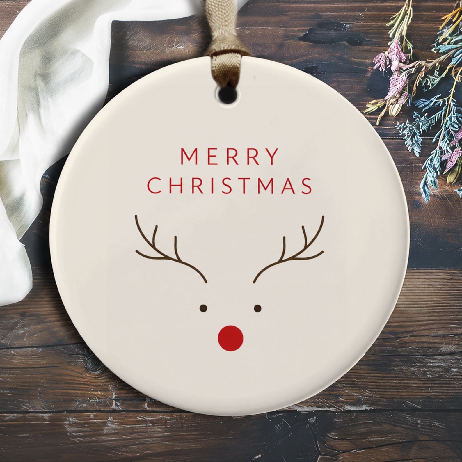 Merry Christmas Reindeer Ornament Cute Holiday Decoration Christmas Tree Decor Festive Antler Gift For Her O424